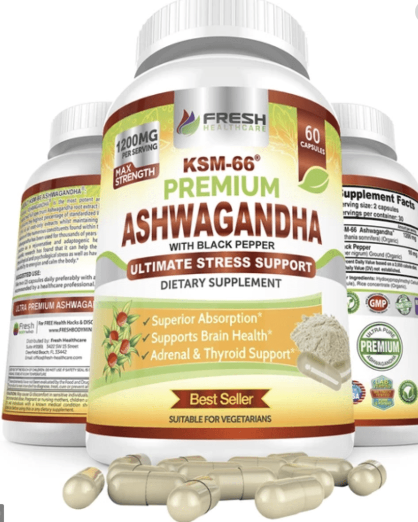 Link to and image of fresh healthcare ashwagandha supplement